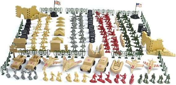 Military Play Set: Set Military Figures Toy with Soldiers, Planes, Helicopters, Tanks, Flags and Accessories