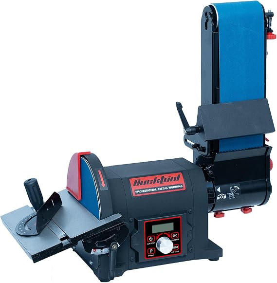 BUCKTOOL 700W VFD Belt Sander for Metalworking, 100 x 914mm Bench Sander