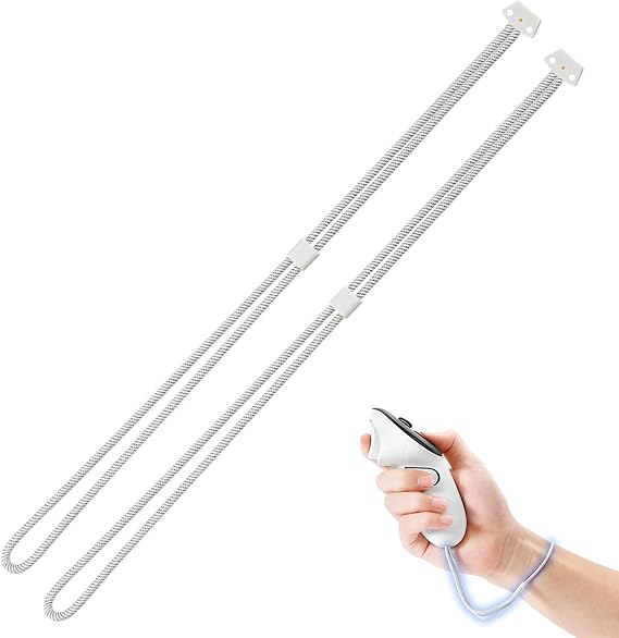 2 Pcs Controller Wrist Straps Compatible with Oculus Quest 3, White Adjustable Controller Hand Lanyards, Adjustable Replacement Controllers Hand Strap for Enhanced Gaming Security and Comfort