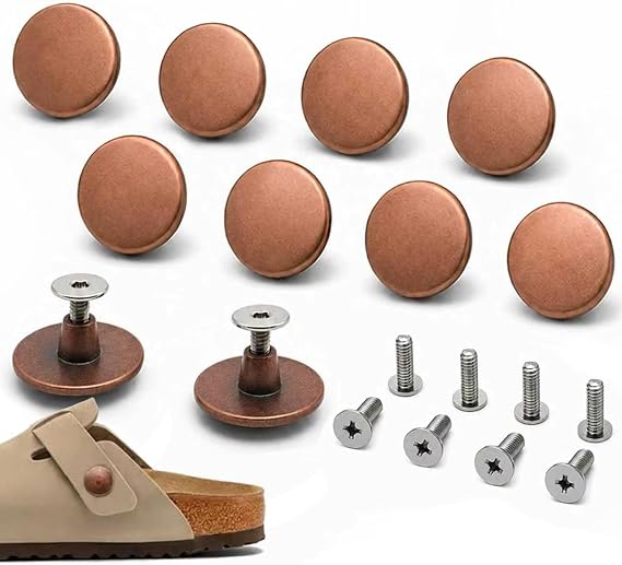 10 Sets Replacement Rivets for crocs Boston Suede Cork Clog (red Bronze)