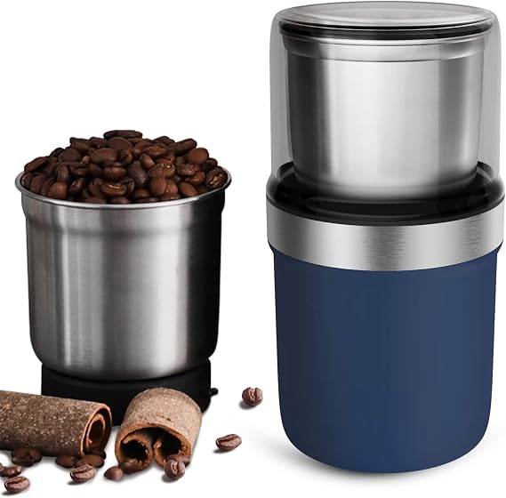 BESROY Electric Coffee Mill Grinder with Cutter - Electric Coffee Mill for Powder Coffee Beans, Water Washable, Multi-Purpose for Beans, Green Tea, Sansho Pepper, Chili Pepper, Pepper, Sansho