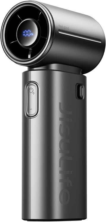 JISULIFE Handheld Fan Life9S - Sleek Chrome: Turbo Power, 22 Hours Cooling