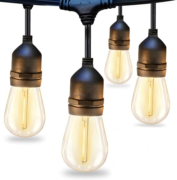LED Outdoor String Lights S14 50FT Festoon Lights Shatterproof [Energy Class G]