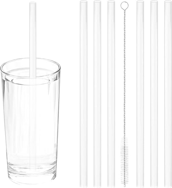 6-Pack Clear Replacement Straws for 30oz/40oz Tumblers with Cleaning Brush, Compatible with Popular Drinkware