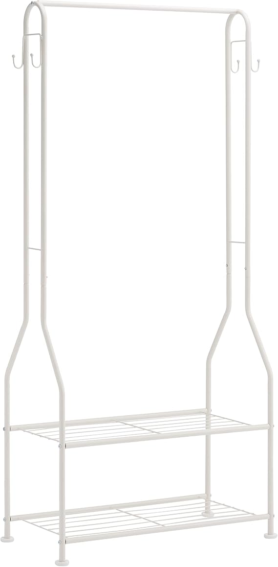 Amazon Basics Wardrobe with Two Bottom Shelves, White, 75 x 36.5 x 150 cm (L x W x H)