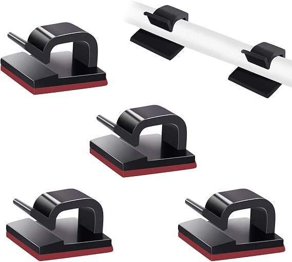 SOULWIT® 50 x Self-adhesive Cable Management Clips, Cable Management, Cable Clips for USB Cable, TV, Charger, Audio Table, Office, Home