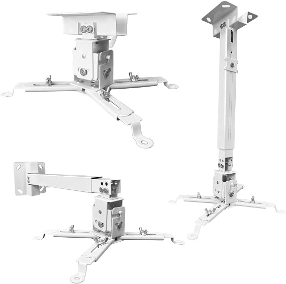 Projector Mount Wall or Ceiling Projection Mount Bracket with Adjustable Height and Extendable Arms Mount for Home and Office Projector