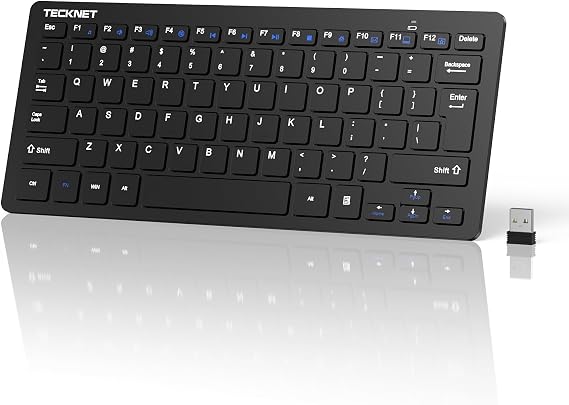 Tecknet テックネット 2.4g ワイヤレスキーボード - ミニコンパクトキーボード メディアホットキー付き 12ヶ月のバッテリー寿命 Pc デスクトップ ノートパソコン スマートテレビに対応 - ブラック