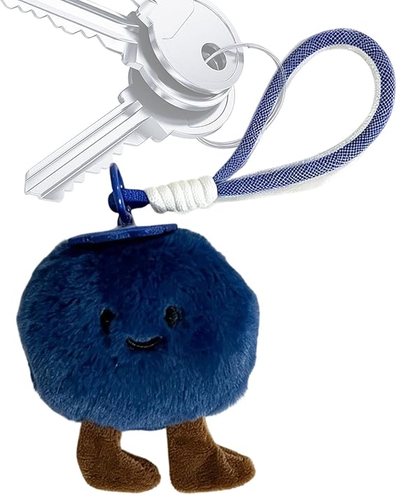 Keychain Charm Soft Plush Blueberry Keyring Pendant