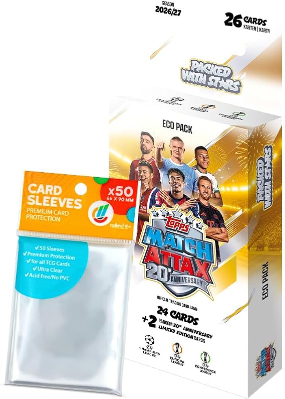 Bundle with UCC Match Attax Champions League 2026/27 Trading Cards - 1 Blister Eco Pack + Exclusive Collect-it Cases