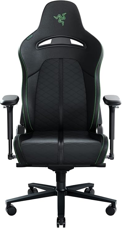 Razer Enki - Gaming chair with Integrated Lumbar Support (Desk/Office Chair, Multi-Layer Synthetic Leather, Foam Padding, Head Cushion, Height Adjustable) Green