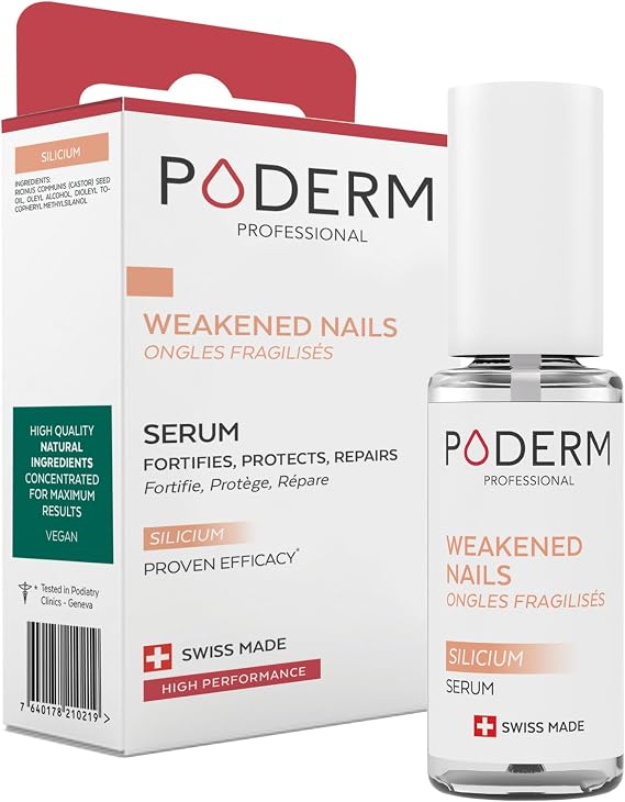 PODERM - DAMAGED & WEAK NAILS ORGANIC SILICON | With exceptional, powerful restorative and strengthening plants | Professional foot/hand care | Easy & quick | Swiss Made