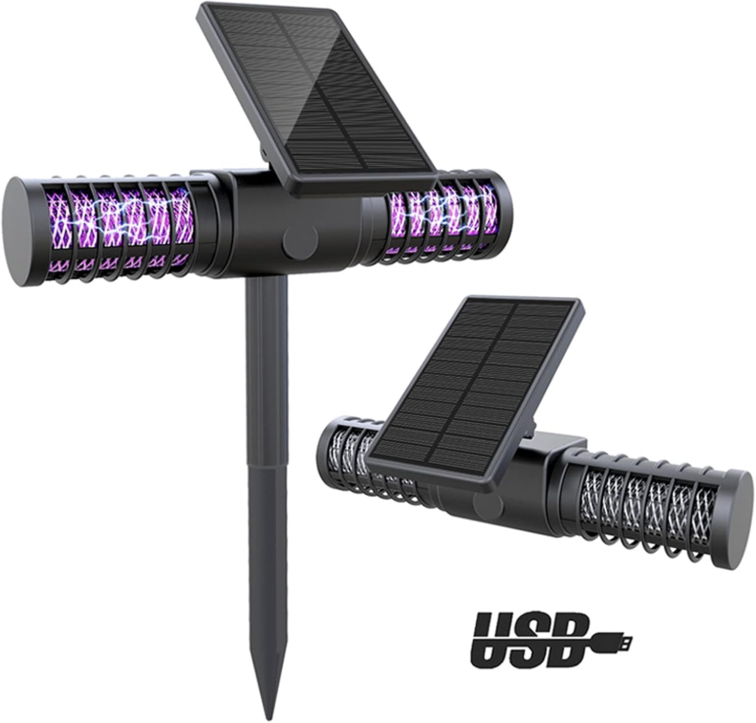 Bug Zapper アウトドア ソーラーパワー LED 蚊取りランプ ダブルヘッド - 屋外 庭 芝生 蚊遣り アウトドア