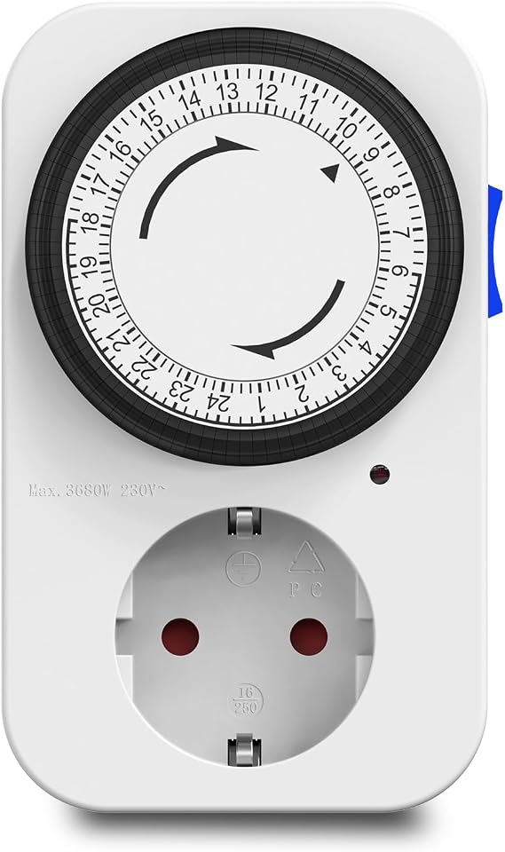 G-ELEK Mechanical Timer Socket with 96 Switching Segments (15 Minutes) Analogue Timer for Indoor Use with Child Lock Daily On/Off Cycle for Christmas