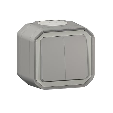 Legrand - Control for double switch or two-way switch 10A or pusher 10A waterproof Plexo complete for mounting in grey