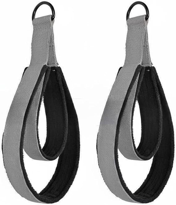 2 Pieces Pilates Double Loop Strap Strapping Pilates Double Loop Straps Soft Fleece Lining Reformer Foot Straps for Studio, Gym, Gray