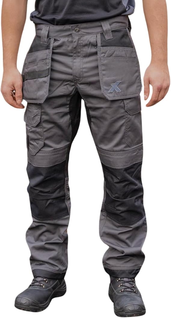 Xpert - Core Stretch Work Trousers Mens. Modern Fit Combat Cargo Pants Holster Work Trousers with Stretch Panels and Knee Pad Pockets