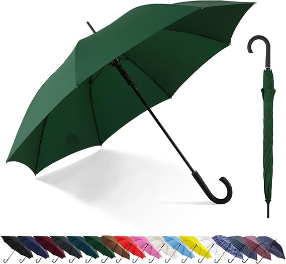 Windproof Strong, Stick Umbrella, Large Rainproof Golf Umbrellas with wind resistant, J Hook Handle for Men & Women
