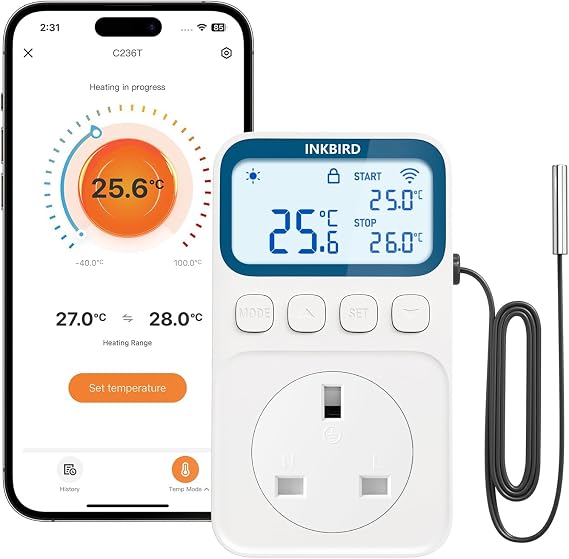 Inkbird C236T Thermostat Plug Socket, WIFI Temperature Controller
