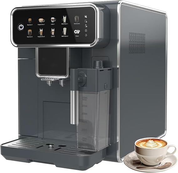 Fully Automatic Espresso Machine with Built-in Grinder and Self-Cleaning Function for Home or Office Use