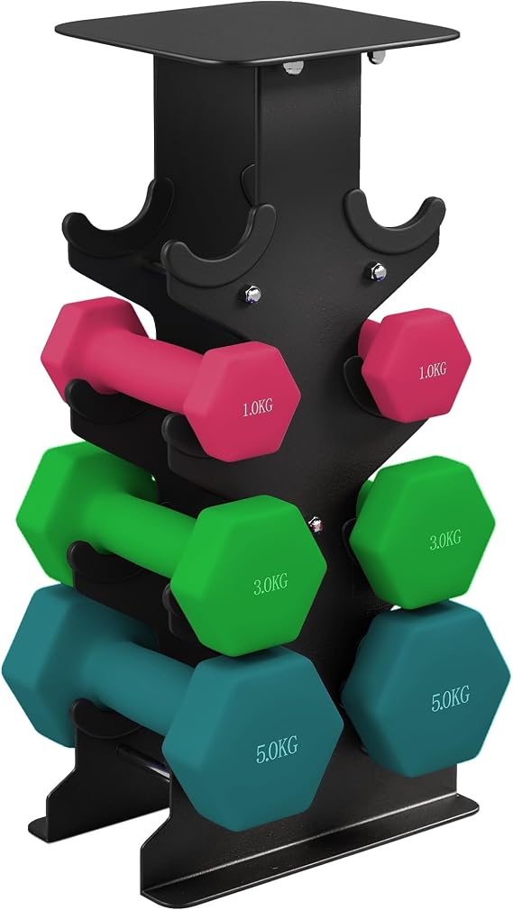 SPORTNOW 18-20kg Hex Dumbbells Set with Dumbbell Rack Non Slip