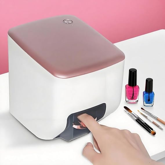 Portable Nail Art Printer – 3D Digital Nail Painting Machine, Mobile App Using, 800+ Preloaded Designs, Fast 30s Print & Dry for Home & Salon