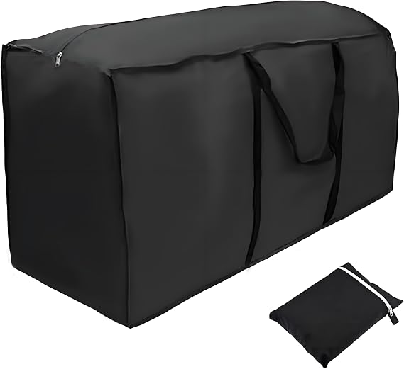 Extra Large Garden Cushion Storage Bag 173x76x51cm - Waterproof Heavy Duty 210D Oxford Fabric, UV Resistant Outdoor Cover with Handles for Patio Furniture, Christmas Tree, Blankets (Black)