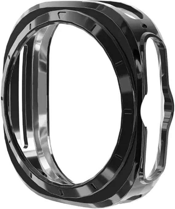 Coverzone Samsung Galaxy Watch Ultra ile uyumlu Silikon Kasa Ekran Koruyucu Önü Açık Çerceve PC Kasa Koruma Silikon Çerçeve (Siyah, Galaxy Watch Ultra)