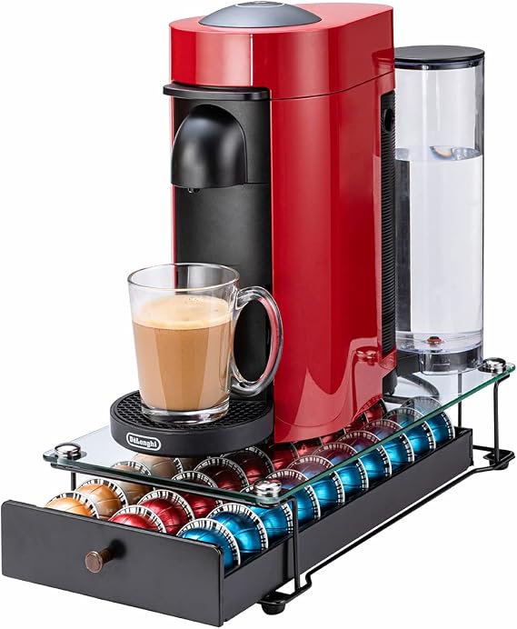 Vertuo Capsule Holder Drawer for Nespresso with Glass (Holds 30 Capsules)