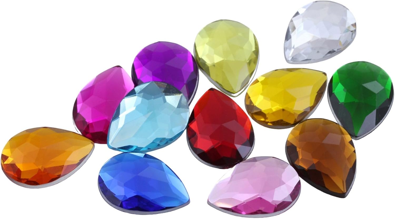 Allstarco 25x18mm Assorted Colors Flat Back Teardrop Acrylic Rhinestones Plastic Gems for Jewelry Making Costume Jewels Cosplay Card Making Embelishments Decor Crafts 60 Pieces
