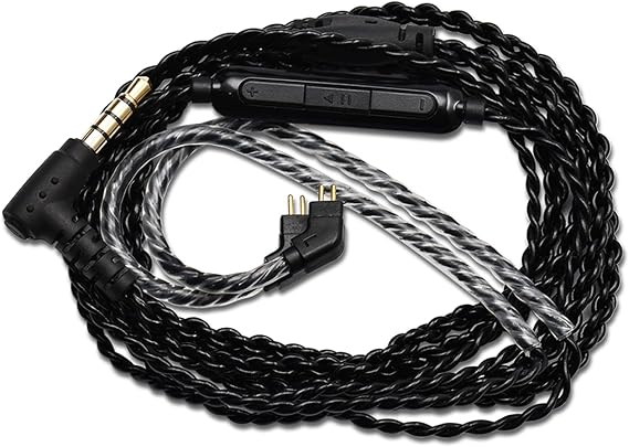 QOA Kinera Celest Jimo IEM Kablosu, Mikrofonlu 3,5 mm Kulaklık Uzatma Kabloları, 4 Çekirdekli Yüksek Saflıkta Oksijensiz Bakır Gümüş Kaplama Kulaklık Yedek Kablosu Kulak İçi Monitör Kulaklık için