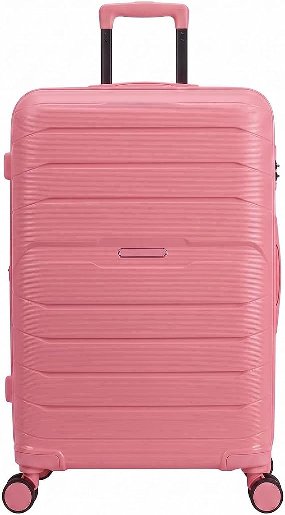 MODELISA - Large Travel Suitcase with 4 Swivel Wheels Rigid Expandable Luggage Polypropylene 28'' 77.5X49X31cm, 110L, 3.95kg (Pink, Large)