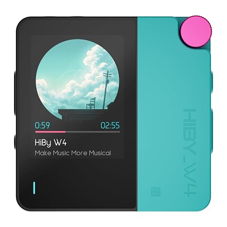 HiBy W4 Bluetooth Headphone Amplifier USB DAC, BT 5.4 & NFC, aptX Lossless LDAC, Dual DAC, DSD512 PCM 768kHz, 2-Inch Touch Screen, cVc Mic, 3.5mm & 4.4mm Balanced Output