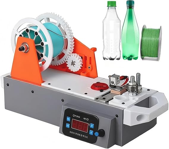 3D Printer Filament Maker, Recycled PET Bottle Recycler, Desktop Filament Maker Machine with Bottle Cutter, Temperature & Speed Adjustable, for Families, Small Studios, DIY Makers