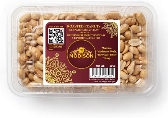 MODISON Roasted Peanuts Healthy Snacks Protein Rich Groundnuts 150g