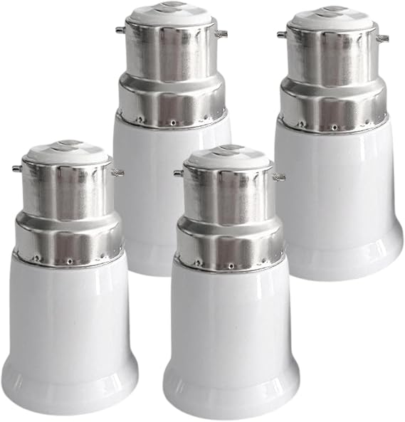 4pcs B22 to E27 Light Bulb Adapter, Bayonet to Screw Bulb Adaptor [Energy Class A]