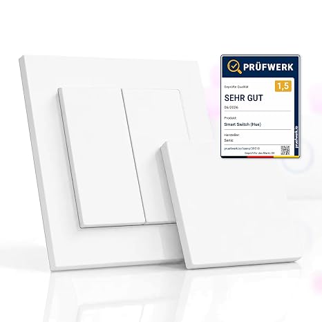 GIRA + Senic Friends of Hue Smart Switch: Wireless Switch and Dimmer Compatible with Philips Hue (No Batteries No Charging) Matte White