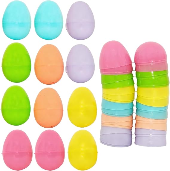 12 PCS Easter Eggs, Colours Plastic Eggs, Easter Fillable Plastic Eggs, Easters Plastic Egg Hunt Games for Surprises and Decorations, Party Bag Fillers, Fill Easter Hunt Fun For Girls & Boys