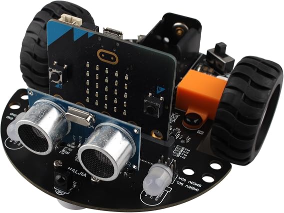 Smart Mini Robot Car Compatible with BBC Micro:bit V2 Electronic DIY Programmable Kit with Makecode and Python Programming Microbit Starter Kit STEM Educational Project (Without Micro bit)