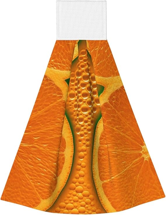 Hanging Hand Towel Soft Absorbent Bath Towel Kitchen Dish Towels with Hanging Loop Fast Drying Tie Towels for Bathroom Kitchen Home Decor Orange Texture Picture