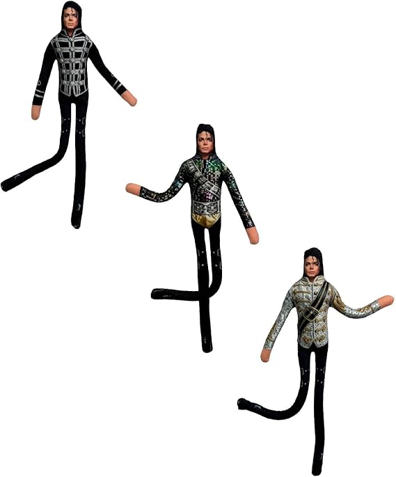 Michael Inspired Bendable Plush Toy, Posable Stuffed Doll with Internal Wire, Assorted Iconic Costume Styles, Christmas Home Display Ornament for Fans