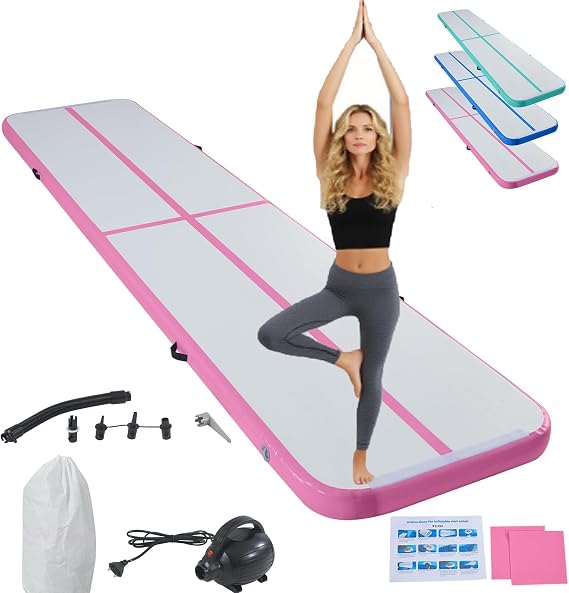 Air Turn Track Mat 2/3/4/5/6 m Gymnastics Mats Inflatable Gymnastics Mat Yoga Mat Camping Training Mat for Home/Training/Tumbling/Yoga/Outdoor/Fitness Non-Slip & Waterproof