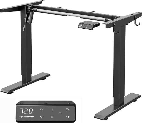 MAIDeSITe Electric Height-Adjustable Desk with Square Legs, Quiet & Energy-Saving Motor, 4-Way Height Memory, Sedentary Reminder, Ergonomic Standing Desk