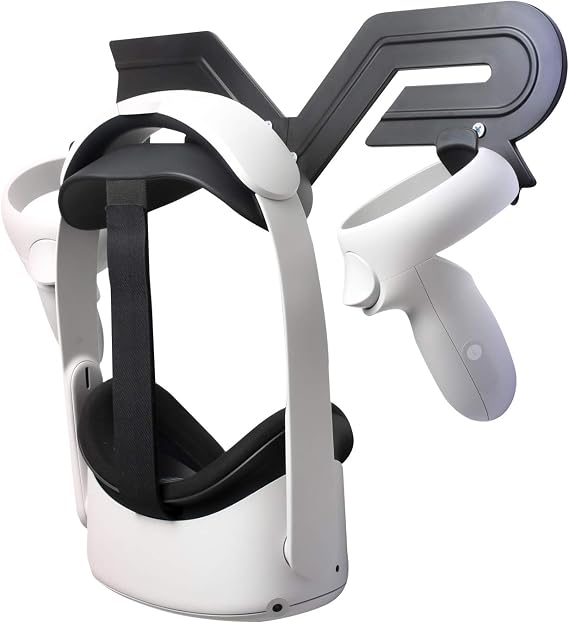 VR Headset and Controller Wall Mount Storage Stand Hook Compatible for Meta Quest 3 / Quest 2 / Pro / 1, PSVR 2, Pico 4, Hp Reverb G2, HTC Vive, Cosmos, Elite, Valve Index (Black)