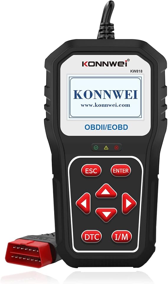KONNWEI KW818 OBD2 Scanner Car Code Reader ABS/SRS/Transmission Diagnostics Car Diagnostic Tool Engine Trouble Code Reader Live Data I/M Ready DTC Definition For All OBDII Vehicles Obd Reader