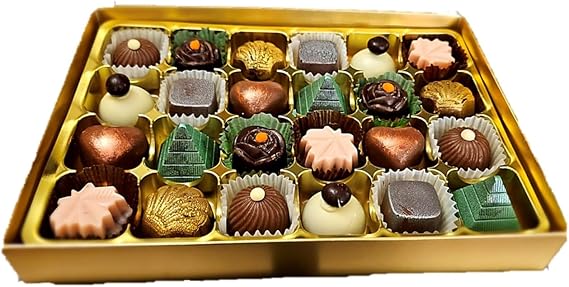 Youlden’s of Yorkshire Artisan Chocolate Gift Box – 24 Gourmet Truffles – Milk, Dark, White & Pink Chocolates
