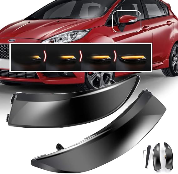 Flowing Turn Signal Light LED Side Wing Rearview Mirror Lamp 2PCS Dynamic Indicator Blinker Light for Fo rd Fiesta 2008-2017 B-Max 2008-2017
