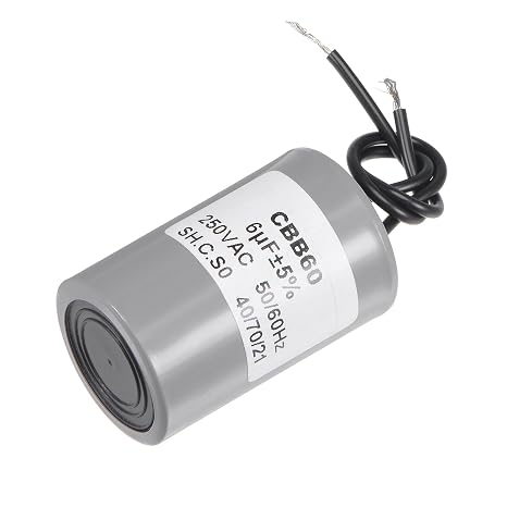 sourcing map CBB60 Run Capacitor 6uF 250V AC 2 Wires 50/60Hz Cylinder Motor Running Capacitor 54x34mm for Air Compressor Water Pump