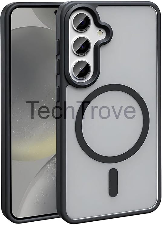 Techtrove Samsung Galaxy S24 Ultra Kılıf Magsafe Şarj Özellikli Mat Arka Yüzey Parmak İzi Tutmayan Lüks Kapak Gri