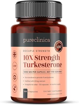 Pureclinica Turkesterone 10X Strength   5082mg per Capsule   Advanced Muscle Growth & Recovery   120 Capsules, 4 Month Supply